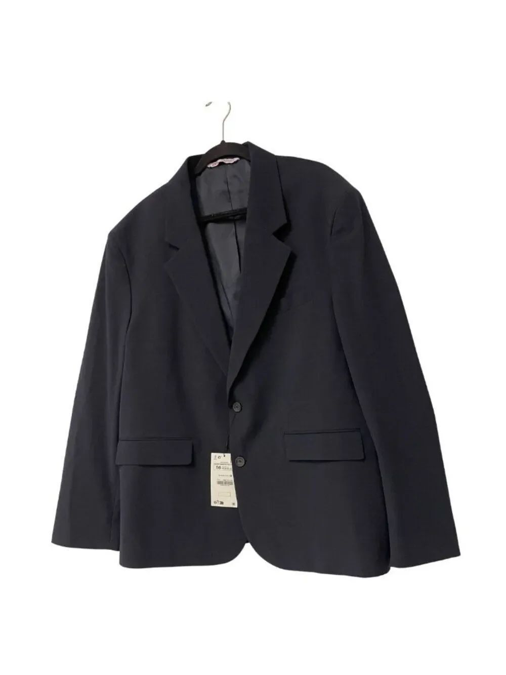 Zara Mens Comfort Suit Jacket Blazer EU 56 US 46 Navy Blue Slim Fit 5686/070 NWT